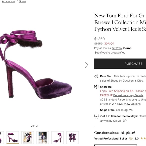 GUCCI] by Tom Ford Purple Suede Leather Stiletto heel Shoes - Picture 2 of 14